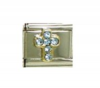 December Cross Birthstone Turquoise - 9mm Italian Charm