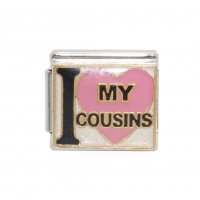 I Love my Cousins with pink heart - 9mm Italian charm