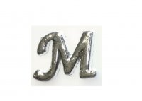 Silvertone flat letter M - floating memory locket charm