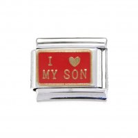 I love my son in gold on red background - 9mm Italian Charm