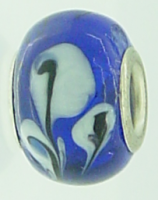 EB77 - Glass bead - Blue bead with white and black swirls