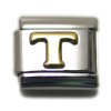 Gold colour Letter T - 9mm Italian charm