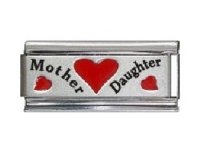 Mother Daughter with hearts - superlink 9mm laser Italian charm