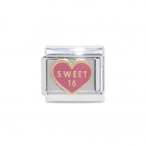 Sweet 16 - pink heart - 9mm Italian Charm