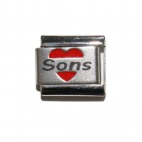 Sons in red heart - laser 9mm Italian charm