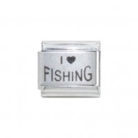 I love fishing - 9mm Laser Italian charm