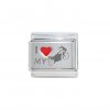 I love my motorbike - red heart laser - 9mm Italian Charm