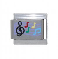 Multicoloured music notes 9mm Italian charm - classic charm