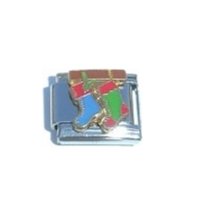 Christmas stockings on fireplace - enamel 9mm italian charm