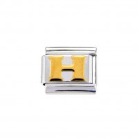 Gold colour Letter H - 9mm Italian charm