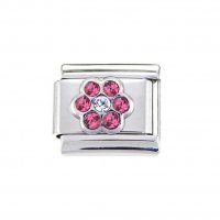 Flower with pink stones - 9mm Italian charm