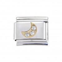 Moon with rhinestones - 9mm Italian charm