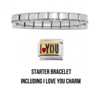 18 link shiny bracelet including I Love You charm