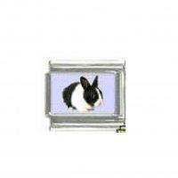 Rabbit - black and white - photo 9mm Italian charm