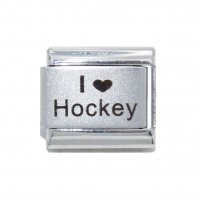 I love hockey (b) - 9mm Laser Italian Charm