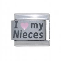 I Love My Nieces - pink heart laser 9mm Italian charm