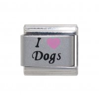 I love dogs - pink heart laser classic 9mm Italian charm