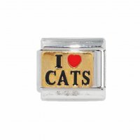 I love cats - gold enamel charm