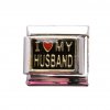 I love my husband on black background - enamel 9mm Italian charm