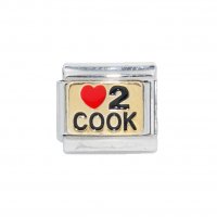 Love 2 Cook - Enamel 9mm Italian charm