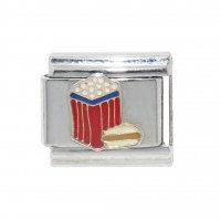 Popcorn and Hotdog - 9mm enamel Italian charm