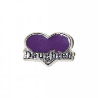 Daughter on purple heart 8mm floating locket charm