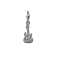 Rhinestone guitar clear stones - clip on charm