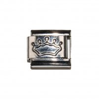 Silver coloured crown - 9mm Italian charm