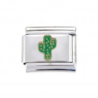Green Catcus - 9mm enamel Italian charm