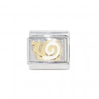 Snail gold and white - 9mm Enamel Italian Charm