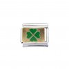 Lucky green clover on gold background - 9mm Italian Charm