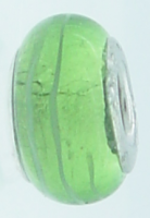 EB234 - Green foil bead with white