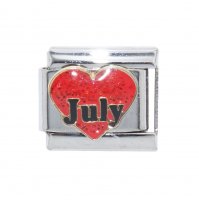 July in Sparkly Heart - Birthmonth 9mm Italian charm