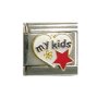 My kids in heart with red star - 9mm Italian Charm
