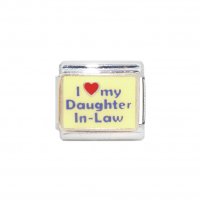 I love my daughter in law yellow background - 9mm Italian charm