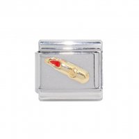 Lipstick (b) - gold colour enamel - 9mm Italian charm