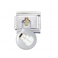 Snowman dangle charm - enamel 9mm Italian charm