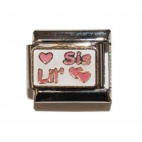 Lil' Sis with pink hearts 9mm Italian charm