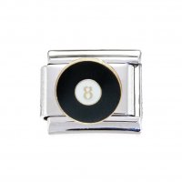 Large Magic Eight Ball (b) - enamel 9mm Italian charm