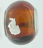 EB98 - Glass bead - Brown bead with silver foil