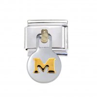 Dangle letter - M - 9mm classic Italian charm