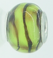EB280 - Lime green, brown and gold glitter bead