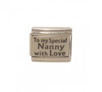 To my special nanny with love - plain 9mm laser Italian charm