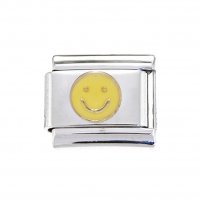 Yellow and gold happy face - 9mm Italian enamel charm