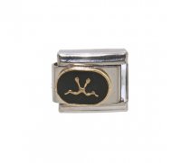 Gemini Black Oval charm (22/5-21/6) 9mm Italian charm