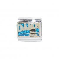 Dance (a) - Blue sparkly enamel 9mm Italian charm