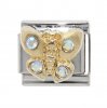 Butterfly with 4 stones (b) - 9mm Enamel Italian Charm