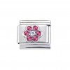 Flower with pink stones - 9mm Italian charm