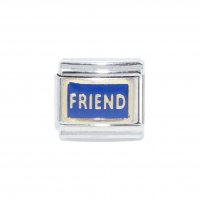 Friend - blue background enamel Italian charm