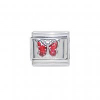 January Sparkly Butterfly Birthmonth - Garnet 9mm Italian Charm